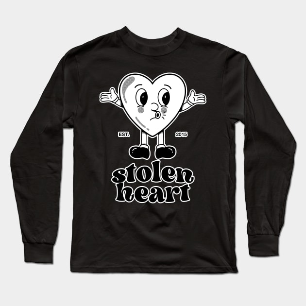 Stolen Heart Black And White Artwork Long Sleeve T-Shirt by namanyastudios